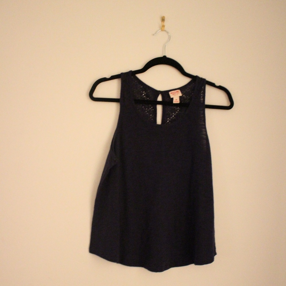 Navy Tank Top With Lace Back